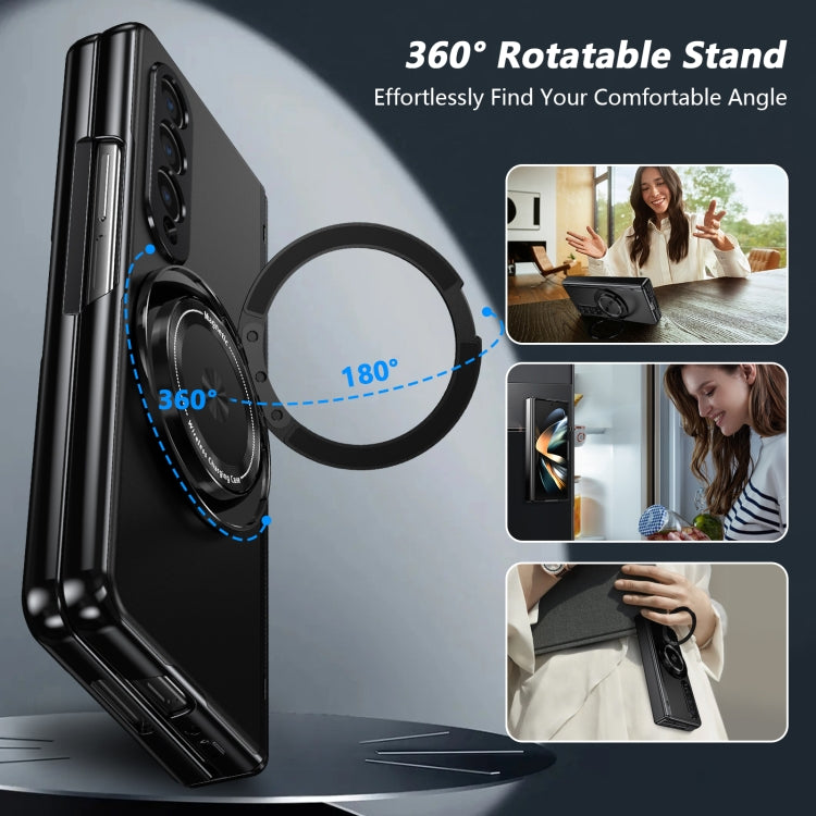 For Samsung Galaxy Z Fold4 Gold Medal Rotating Folding Series Ring Holder Phone Case