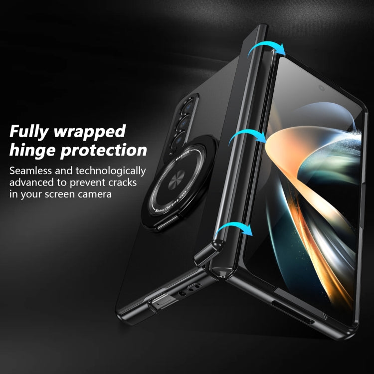 For Samsung Galaxy Z Fold4 Gold Medal Rotating Folding Series Ring Holder Phone Case