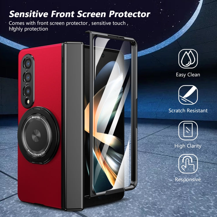 For Samsung Galaxy Z Fold4 Gold Medal Rotating Folding Series Ring Holder Phone Case