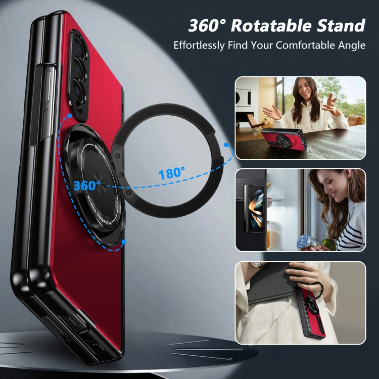For Samsung Galaxy Z Fold4 Gold Medal Rotating Folding Series Ring Holder Phone Case