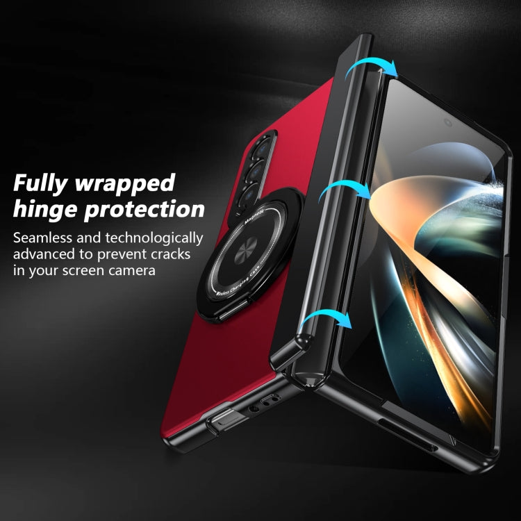 For Samsung Galaxy Z Fold4 Gold Medal Rotating Folding Series Ring Holder Phone Case