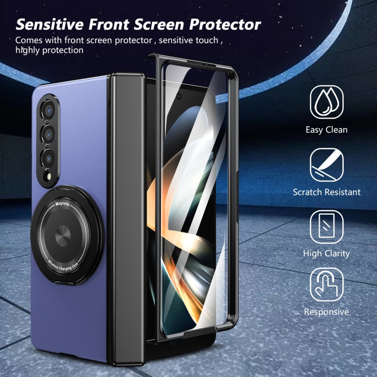 For Samsung Galaxy Z Fold4 Gold Medal Rotating Folding Series Ring Holder Phone Case