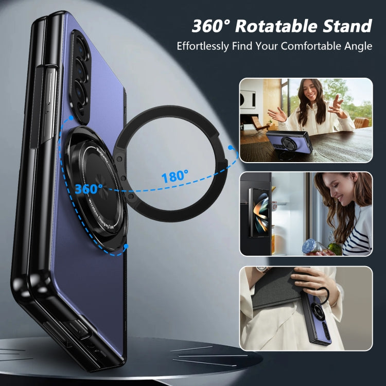 For Samsung Galaxy Z Fold4 Gold Medal Rotating Folding Series Ring Holder Phone Case