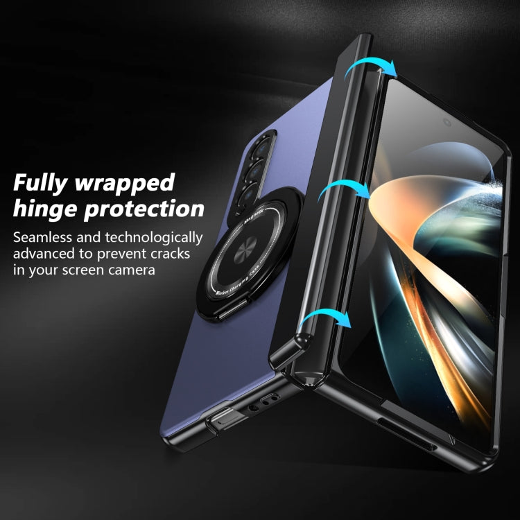 For Samsung Galaxy Z Fold4 Gold Medal Rotating Folding Series Ring Holder Phone Case