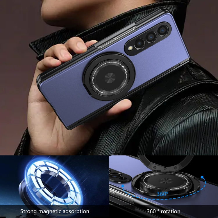 For Samsung Galaxy Z Fold4 Gold Medal Rotating Folding Series Ring Holder Phone Case