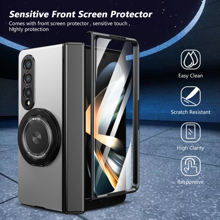 For Samsung Galaxy Z Fold4 Gold Medal Rotating Folding Series Ring Holder Phone Case