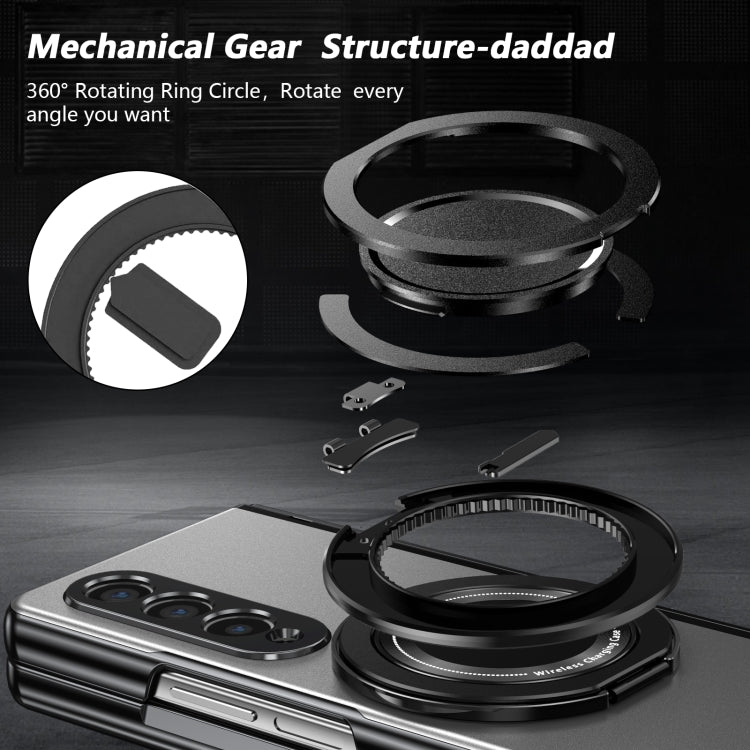 For Samsung Galaxy Z Fold4 Gold Medal Rotating Folding Series Ring Holder Phone Case