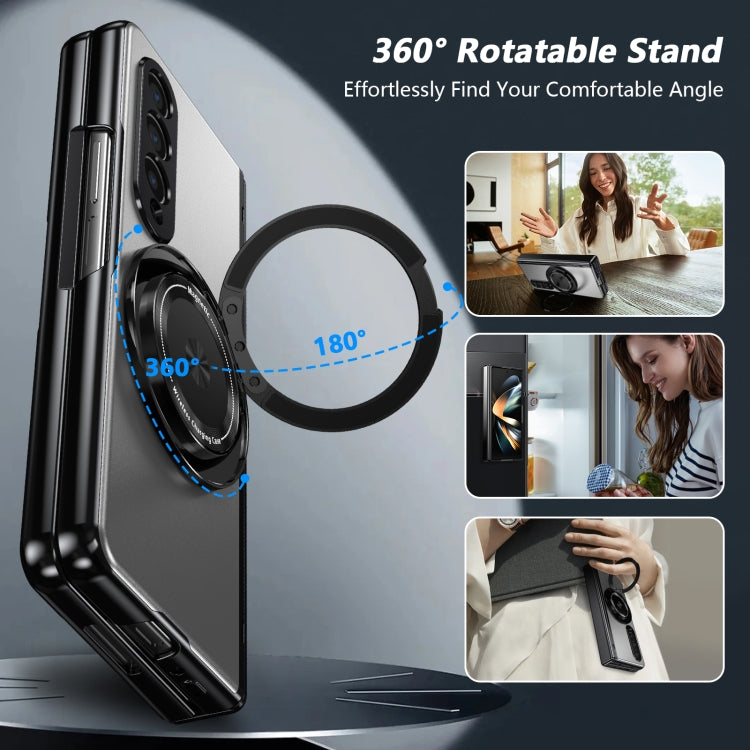 For Samsung Galaxy Z Fold4 Gold Medal Rotating Folding Series Ring Holder Phone Case