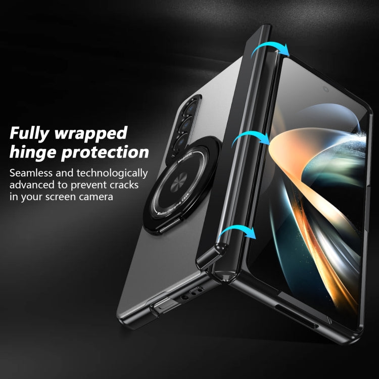For Samsung Galaxy Z Fold4 Gold Medal Rotating Folding Series Ring Holder Phone Case