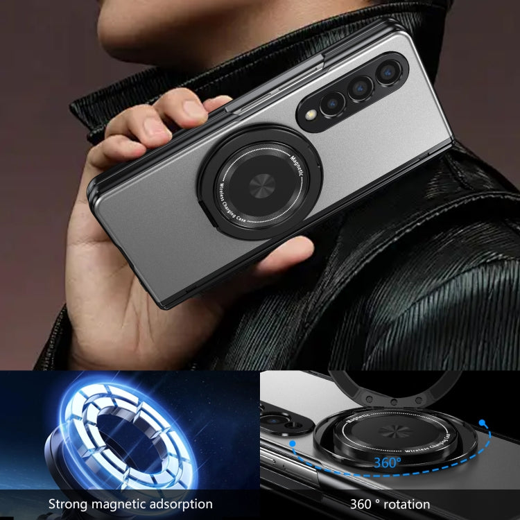 For Samsung Galaxy Z Fold4 Gold Medal Rotating Folding Series Ring Holder Phone Case