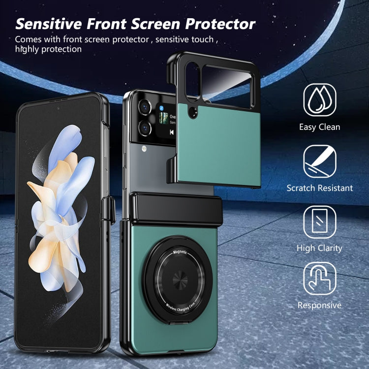 For Samsung Galaxy Z Flip3 Gold Medal Rotating Folding Series Ring Holder Phone Case