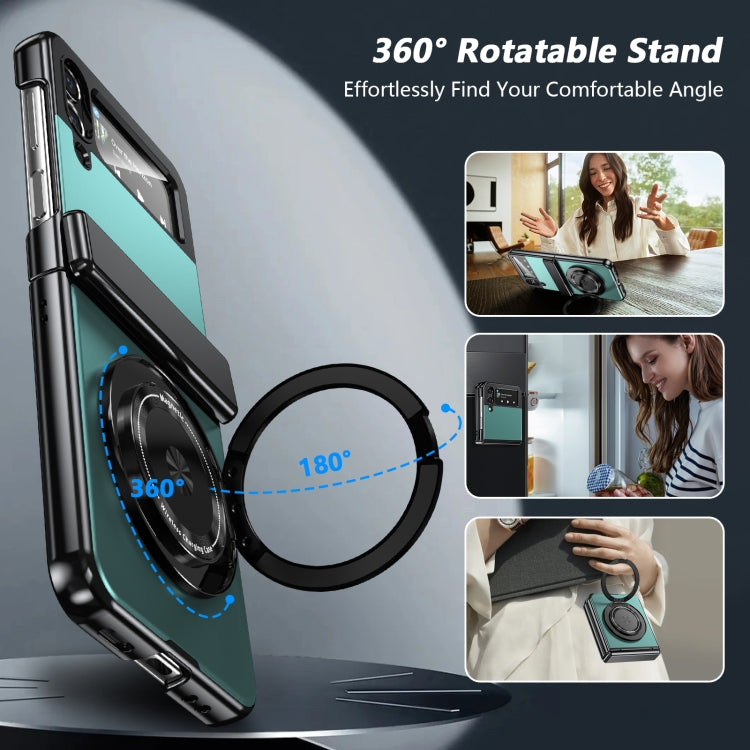 For Samsung Galaxy Z Flip3 Gold Medal Rotating Folding Series Ring Holder Phone Case