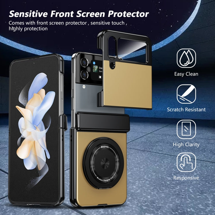 For Samsung Galaxy Z Flip3 Gold Medal Rotating Folding Series Ring Holder Phone Case