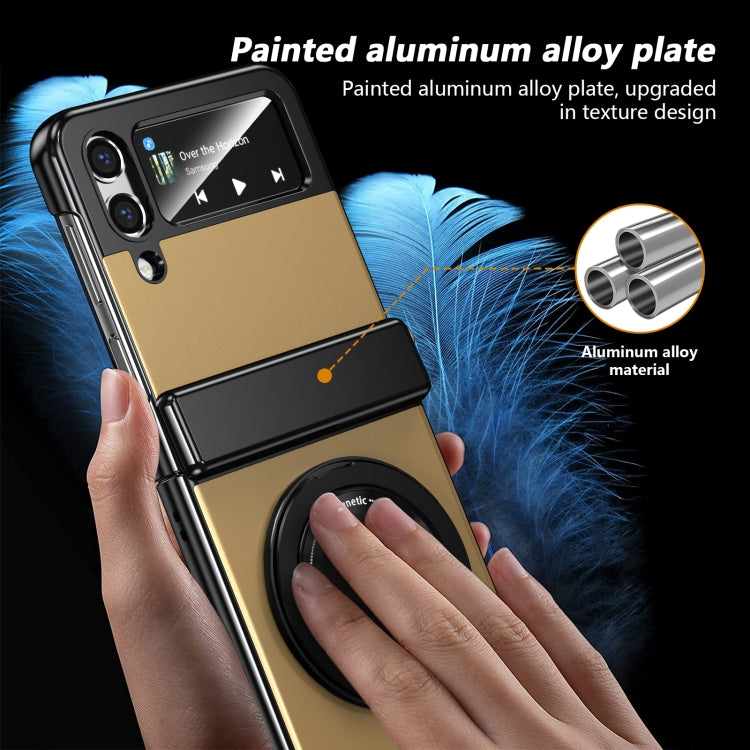 For Samsung Galaxy Z Flip3 Gold Medal Rotating Folding Series Ring Holder Phone Case