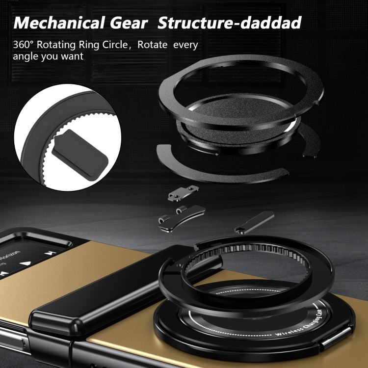 For Samsung Galaxy Z Flip3 Gold Medal Rotating Folding Series Ring Holder Phone Case