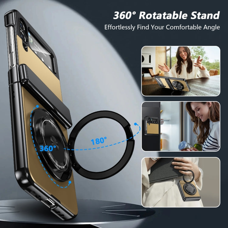 For Samsung Galaxy Z Flip3 Gold Medal Rotating Folding Series Ring Holder Phone Case