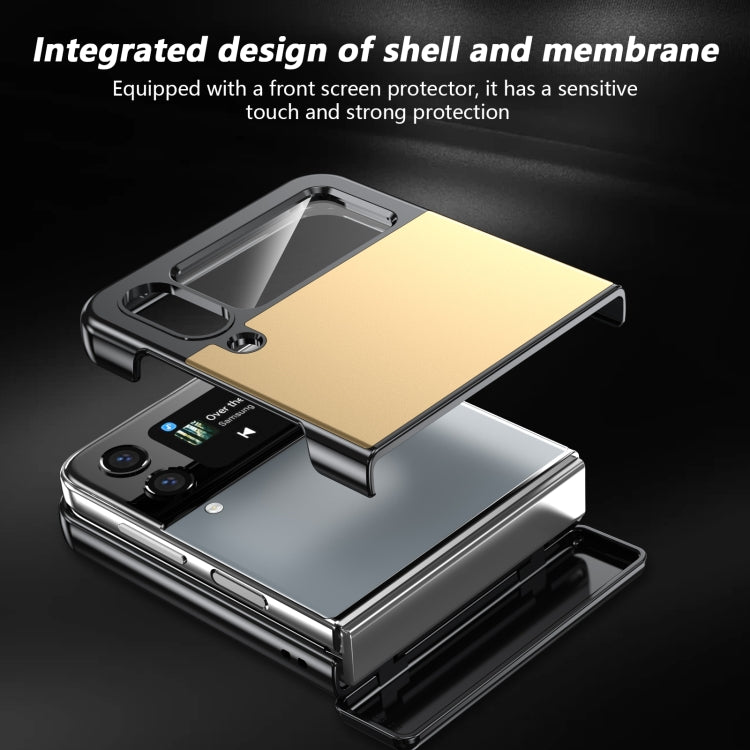 For Samsung Galaxy Z Flip3 Gold Medal Rotating Folding Series Ring Holder Phone Case