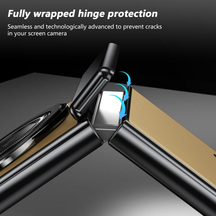 For Samsung Galaxy Z Flip3 Gold Medal Rotating Folding Series Ring Holder Phone Case