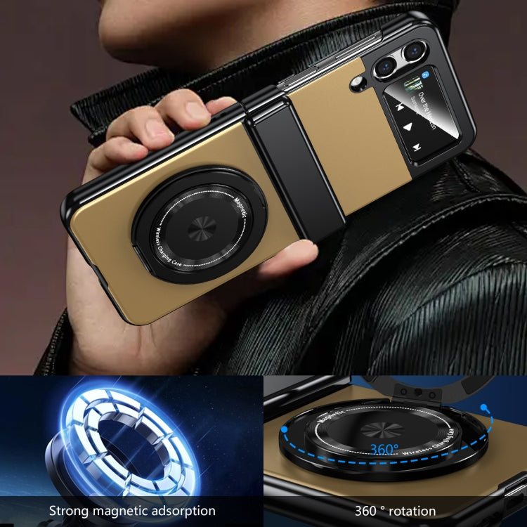 For Samsung Galaxy Z Flip3 Gold Medal Rotating Folding Series Ring Holder Phone Case