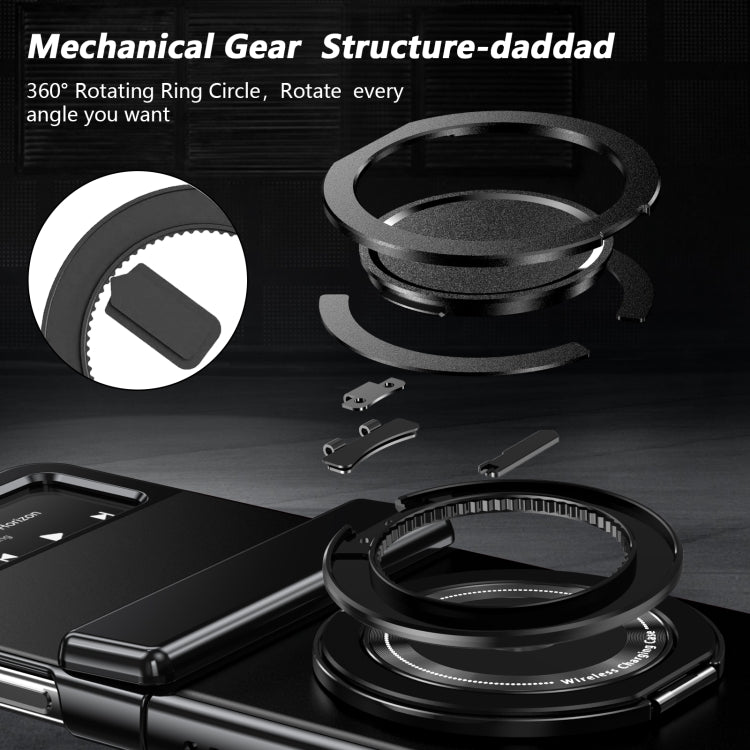 For Samsung Galaxy Z Flip3 Gold Medal Rotating Folding Series Ring Holder Phone Case
