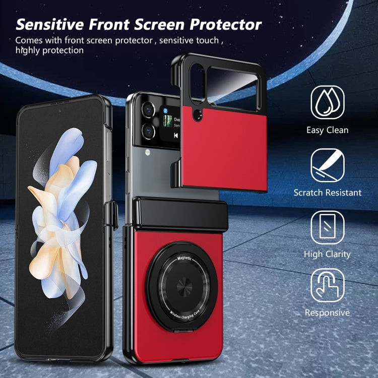 For Samsung Galaxy Z Flip3 Gold Medal Rotating Folding Series Ring Holder Phone Case