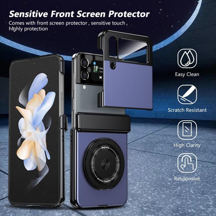 For Samsung Galaxy Z Flip3 Gold Medal Rotating Folding Series Ring Holder Phone Case