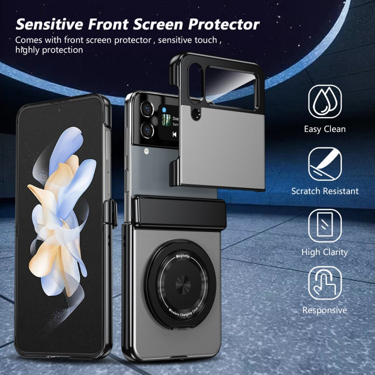 For Samsung Galaxy Z Flip3 Gold Medal Rotating Folding Series Ring Holder Phone Case