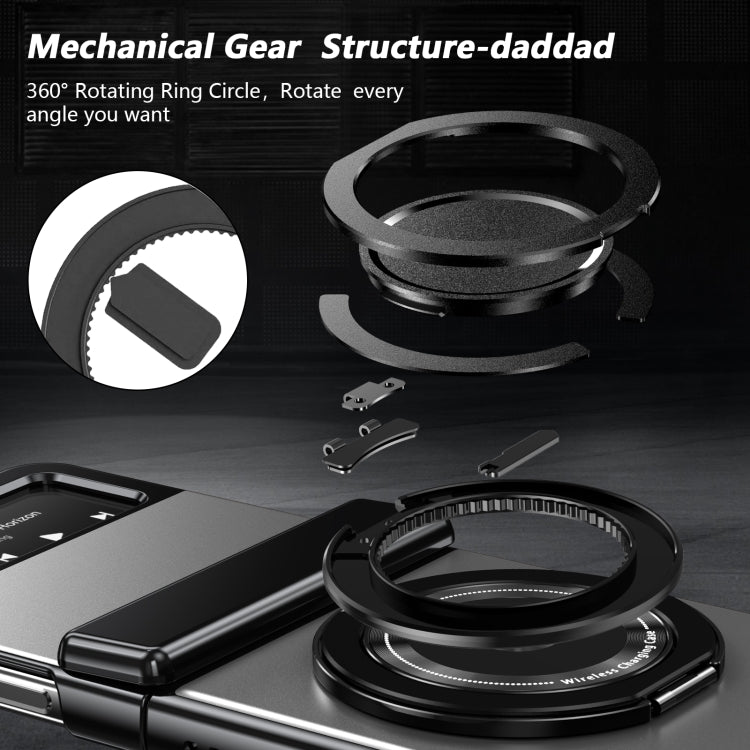 For Samsung Galaxy Z Flip3 Gold Medal Rotating Folding Series Ring Holder Phone Case