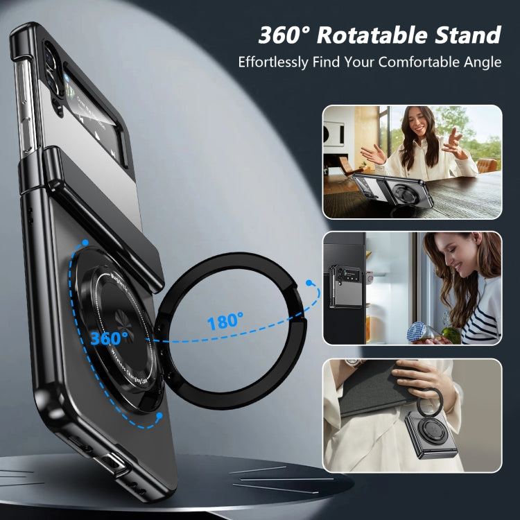For Samsung Galaxy Z Flip3 Gold Medal Rotating Folding Series Ring Holder Phone Case