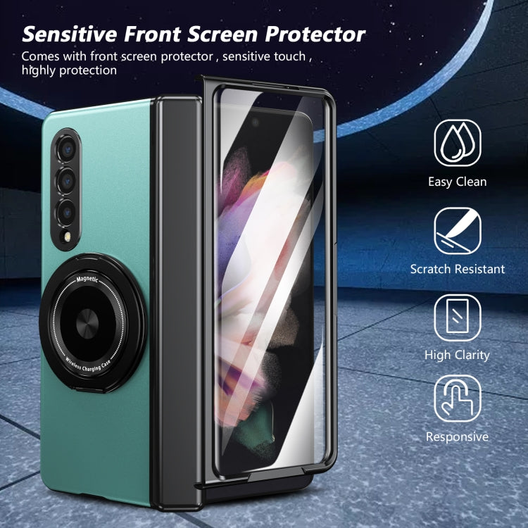 For Samsung Galaxy Z Fold3 Gold Medal Rotating Folding Series Ring Holder Phone Case