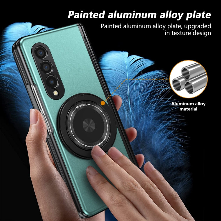 For Samsung Galaxy Z Fold3 Gold Medal Rotating Folding Series Ring Holder Phone Case