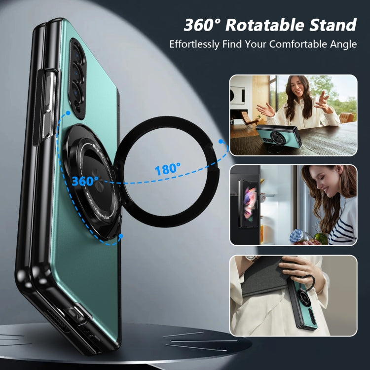 For Samsung Galaxy Z Fold3 Gold Medal Rotating Folding Series Ring Holder Phone Case