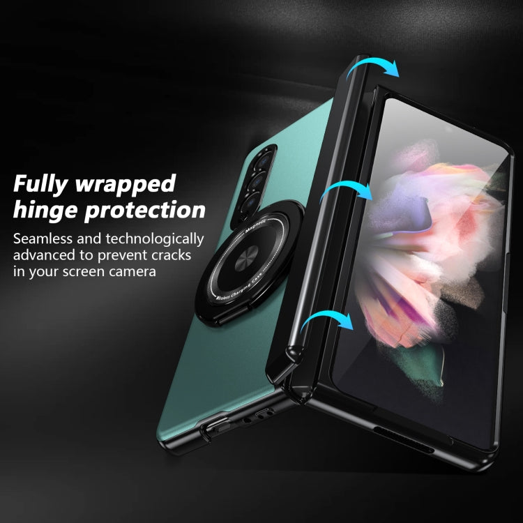 For Samsung Galaxy Z Fold3 Gold Medal Rotating Folding Series Ring Holder Phone Case