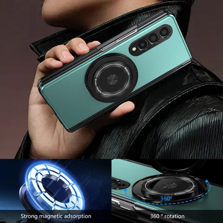 For Samsung Galaxy Z Fold3 Gold Medal Rotating Folding Series Ring Holder Phone Case