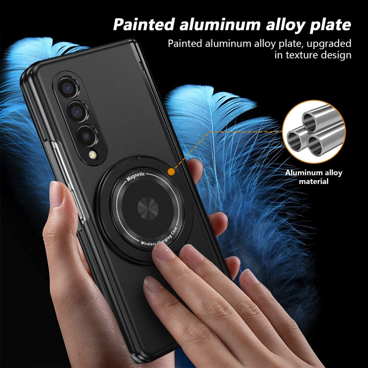 For Samsung Galaxy Z Fold3 Gold Medal Rotating Folding Series Ring Holder Phone Case