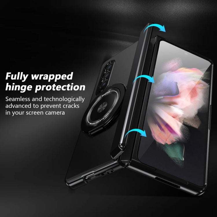 For Samsung Galaxy Z Fold3 Gold Medal Rotating Folding Series Ring Holder Phone Case