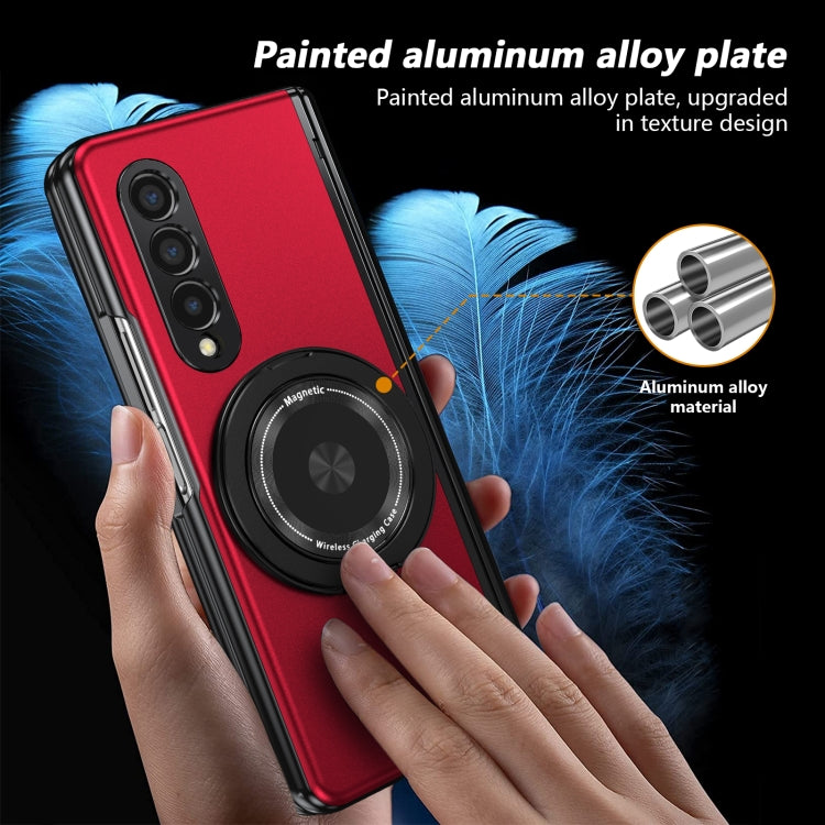 For Samsung Galaxy Z Fold3 Gold Medal Rotating Folding Series Ring Holder Phone Case