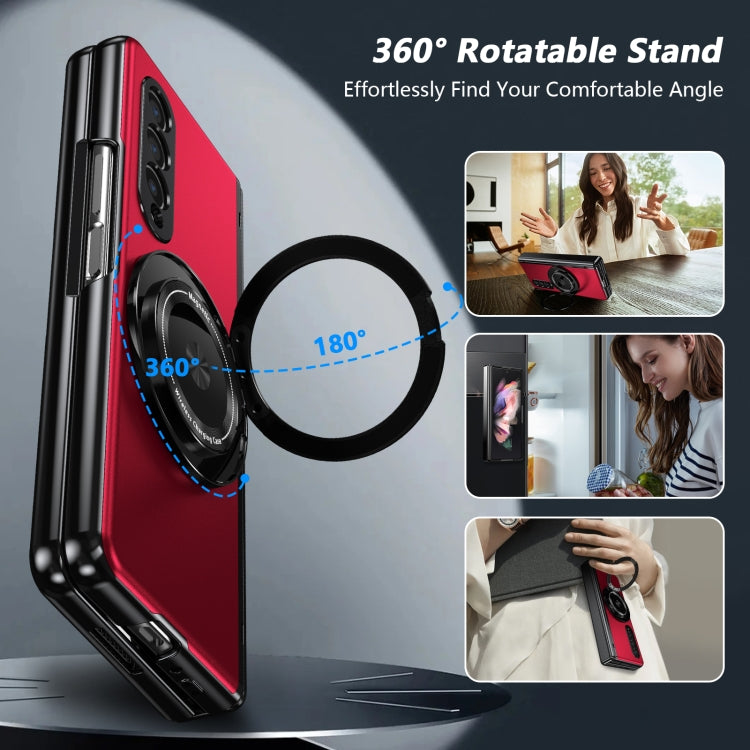 For Samsung Galaxy Z Fold3 Gold Medal Rotating Folding Series Ring Holder Phone Case