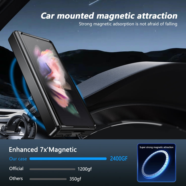 For Samsung Galaxy Z Fold3 Gold Medal Rotating Folding Series Ring Holder Phone Case