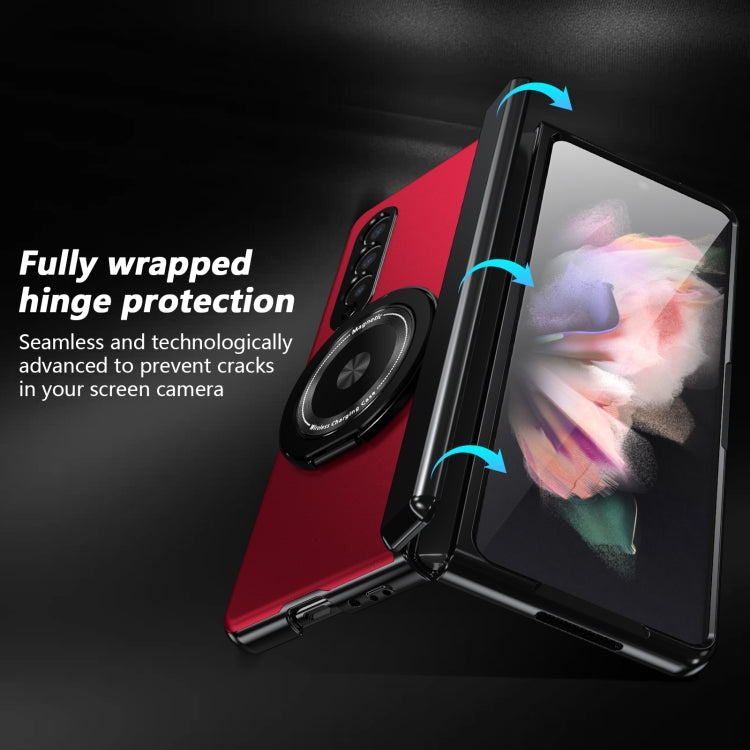 For Samsung Galaxy Z Fold3 Gold Medal Rotating Folding Series Ring Holder Phone Case