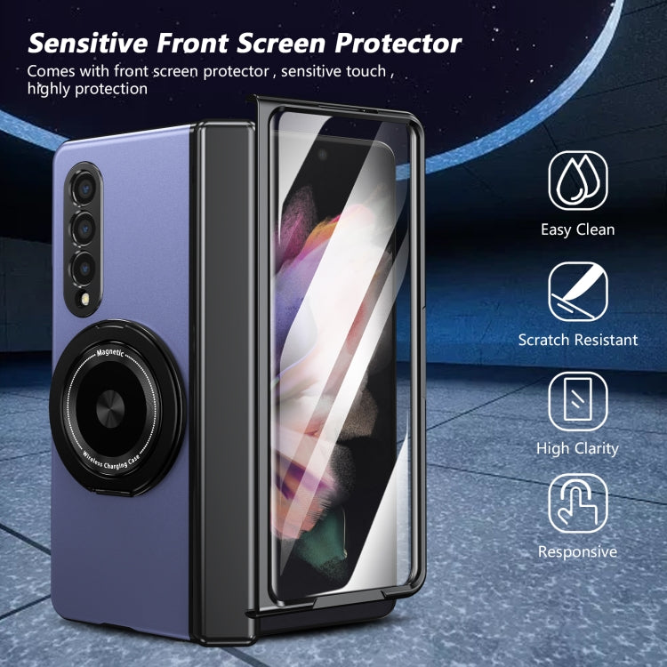 For Samsung Galaxy Z Fold3 Gold Medal Rotating Folding Series Ring Holder Phone Case