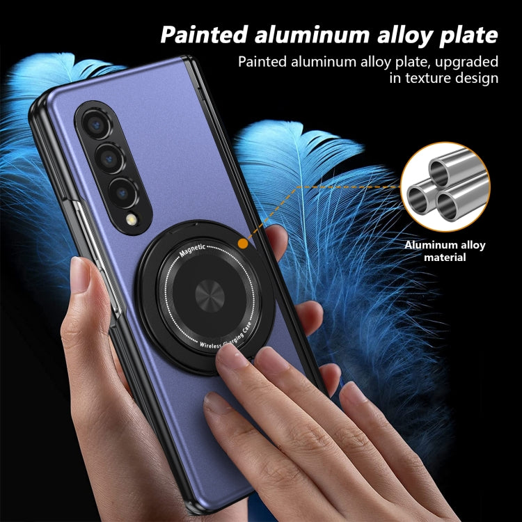 For Samsung Galaxy Z Fold3 Gold Medal Rotating Folding Series Ring Holder Phone Case
