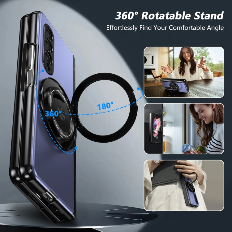 For Samsung Galaxy Z Fold3 Gold Medal Rotating Folding Series Ring Holder Phone Case