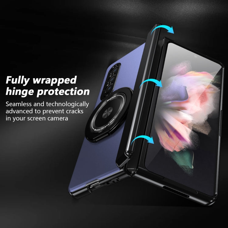 For Samsung Galaxy Z Fold3 Gold Medal Rotating Folding Series Ring Holder Phone Case