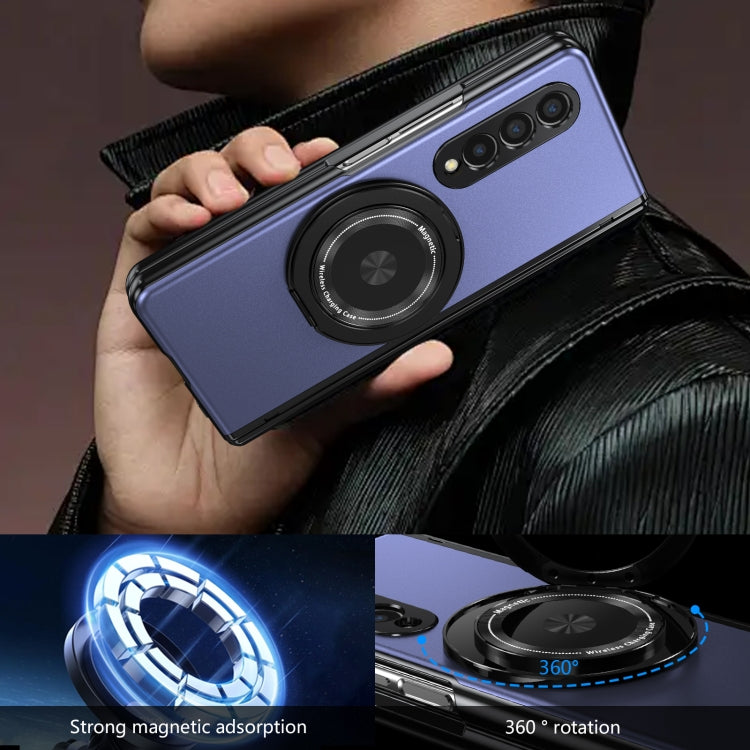 For Samsung Galaxy Z Fold3 Gold Medal Rotating Folding Series Ring Holder Phone Case