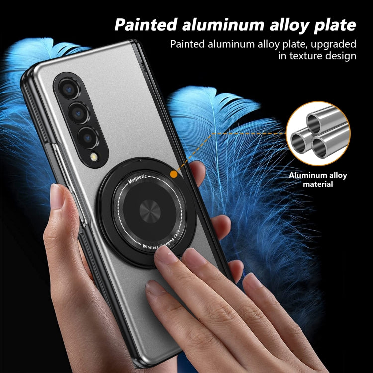 For Samsung Galaxy Z Fold3 Gold Medal Rotating Folding Series Ring Holder Phone Case