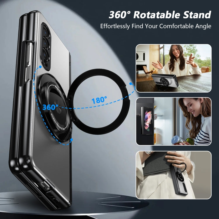 For Samsung Galaxy Z Fold3 Gold Medal Rotating Folding Series Ring Holder Phone Case