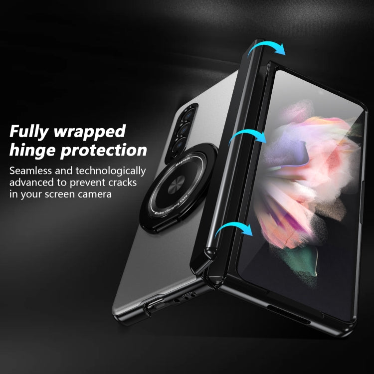 For Samsung Galaxy Z Fold3 Gold Medal Rotating Folding Series Ring Holder Phone Case