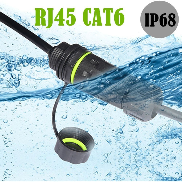 25cm RJ45 8P8C Male to Female IP68 CAT6 Ethernet Connector - Black