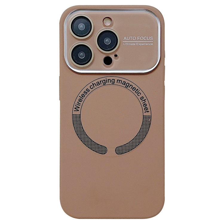 For iPhone 16 Pro Max Large Window Acrylic Glass Lens MagSafe Silicone Phone Case